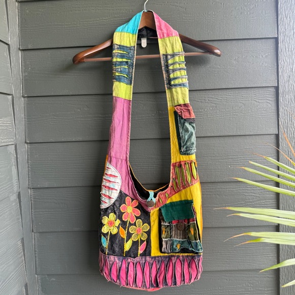 Handbags - Boho Patchwork Embroidered Crossbody Sling Bag Hippie Festival Floral Purse